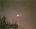 A photo taken of Comet Hale Bopp using a standard 35 mm camera with a 50 mm lens and 400 ISO film.  The exposure was taken for 10 seconds on a tripod using a shutter cable release.