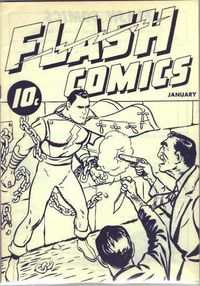 Captain Thunder, soon to be Captain Marvel, on the cover of the ashcan copy of Flash Comics #1. Art by C.C. Beck.