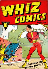 Whiz Comics #2 (Feb, 1940), the first appearance of Captain Marvel. Art by C.C. Beck.