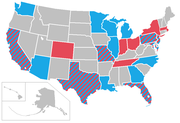 States with AFC team (red), NFC team (blue)