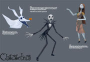 Zero, Jack and Sally in Kingdom Hearts' character renders