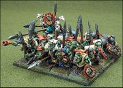 A regiment of Orcs in Warhammer Fantasy
