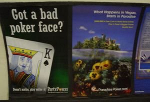 Online poker adverts on the London Underground