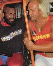 Hogan and Mr. T at the first WrestleMania
