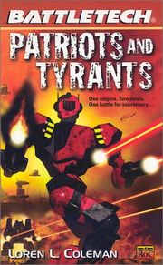 Battlemechs from cover of the book Patriots and Tyrants by Loren L. Coleman, art by Fred Gambino.