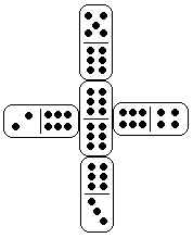 The opening play in a game of Chickie Dominos begins with the highest double in the deck. If no player has the highest double in their hand, then the next highest double is played and so on.