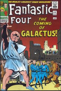 FF #48 (March 1966): The Watcher warns, in part one of the landmark "Galactus Trilogy". Cover art by Kirby & Joe Sinnott.