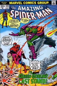 The Green Goblin kills Gwen Stacy.  Cover to Amazing Spider-Man (vol. 1) #122.  Art by John Romita, Sr..