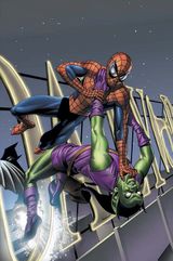 Norman Osborn is exposed as the Green Goblin.  Cover to The Pulse #5. Cover by Mike Mayhew.
