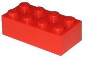 The classic red 2x4 Lego brick.