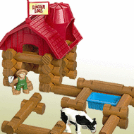 A farm made from Lincoln Logs.