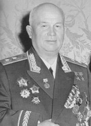 Nikita Khrushchev in his military uniform