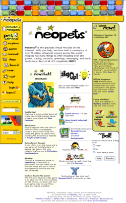 Screenshot of the Neopets homepage viewed with Mozilla Firefox