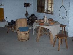 barrel chair and stools, c. 1465