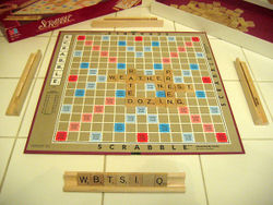 A game of Scrabble in progress