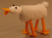 A homemade stuffed animal of a ducksheep
